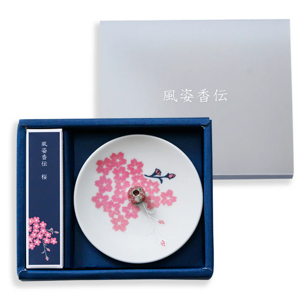 מארז מתנה עם מעמדSpirit of Scent / Incense and Incense Plate Set- פריחת דובדבן