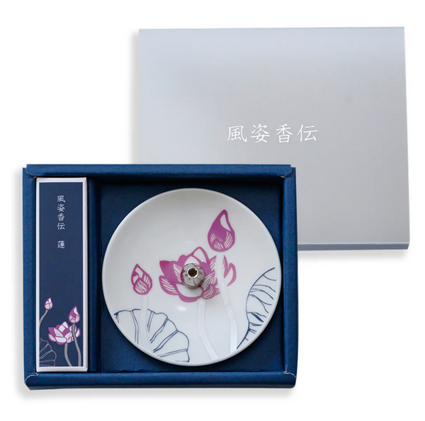 מארז מתנה עם מעמד קטורת-Spirit of Scent / Incense and Incense Plate Set- לוטוס