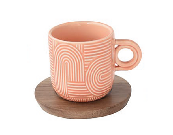 ספל אספרסו מעוצב עם תחתית מעץ - LOOP