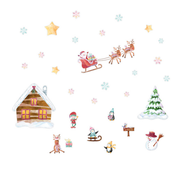 מדבקות דקורטיביות לחלון - סצנת חג המולד